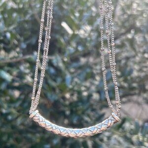 BRIGHTON BRAIDY 3-Strand Silver Braided Arch Bar NECKLACE